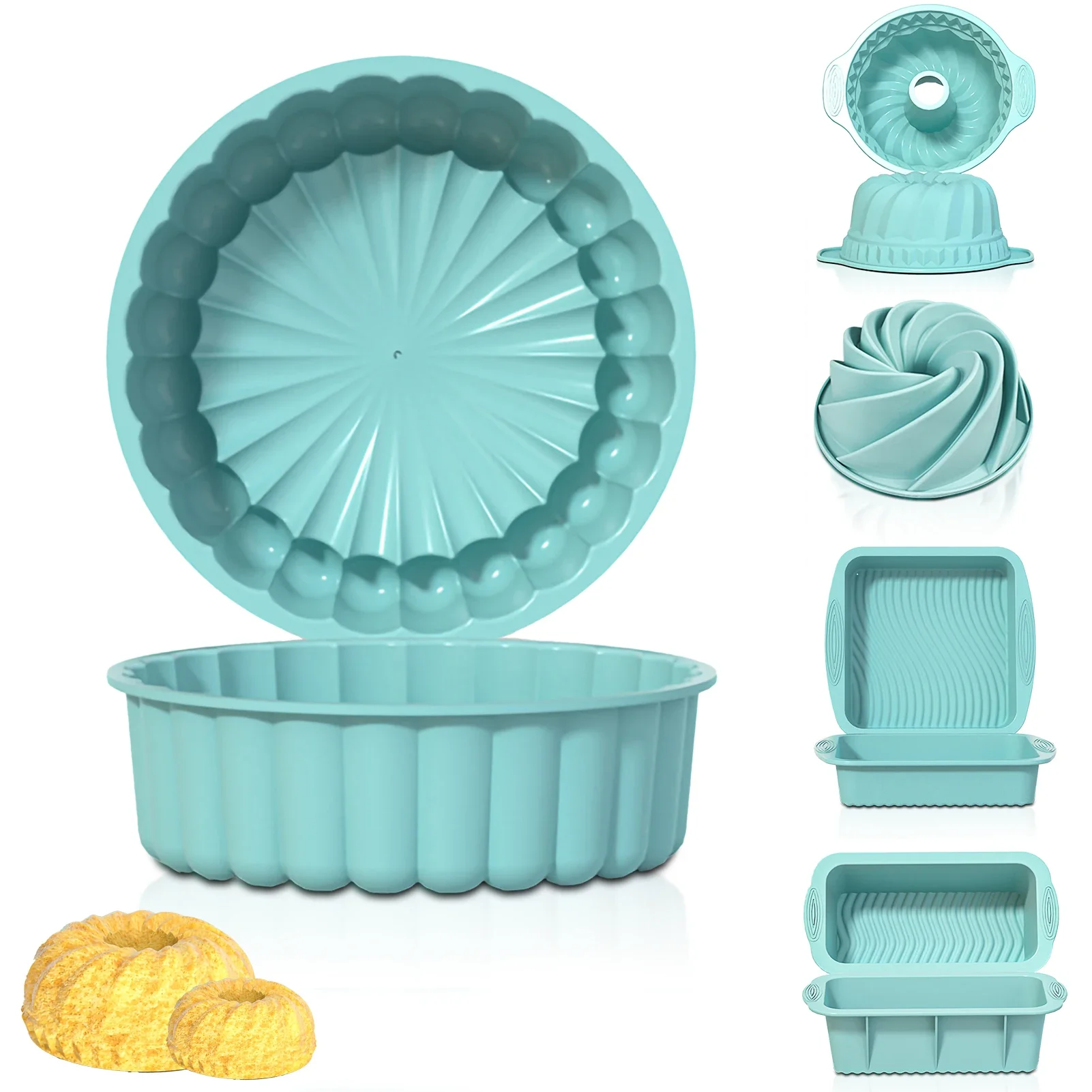 Silicone Cake Mold DIY Pastry Baking Tools 3D Shape for Cake Pan Kitchen Fluted Tube Pan Bakeware Cake Decorating Tools