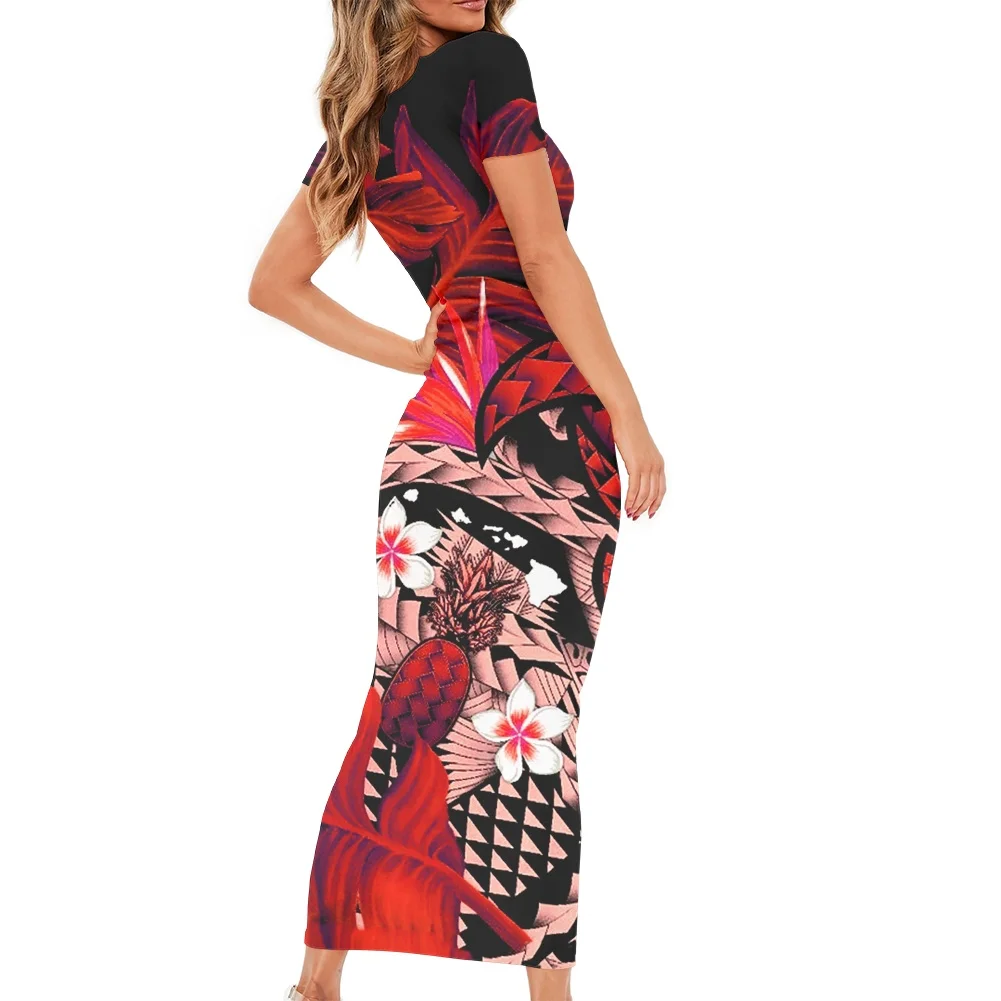 Noisydesigns Frauen Sexy Bodycon Kleid Mit Männer Hemd Polynesian Plumeria Floral 2022 Strand Paar Maxi Kleidung 4XL Dropship