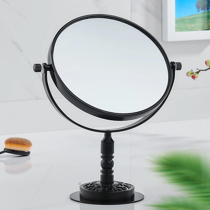 Black/Silver/Gold Bathroom Vanity Mirror 1:1 & 3X Magnification Dual-Sided Tabletop Cosmetic Mirror Aluminum Frame