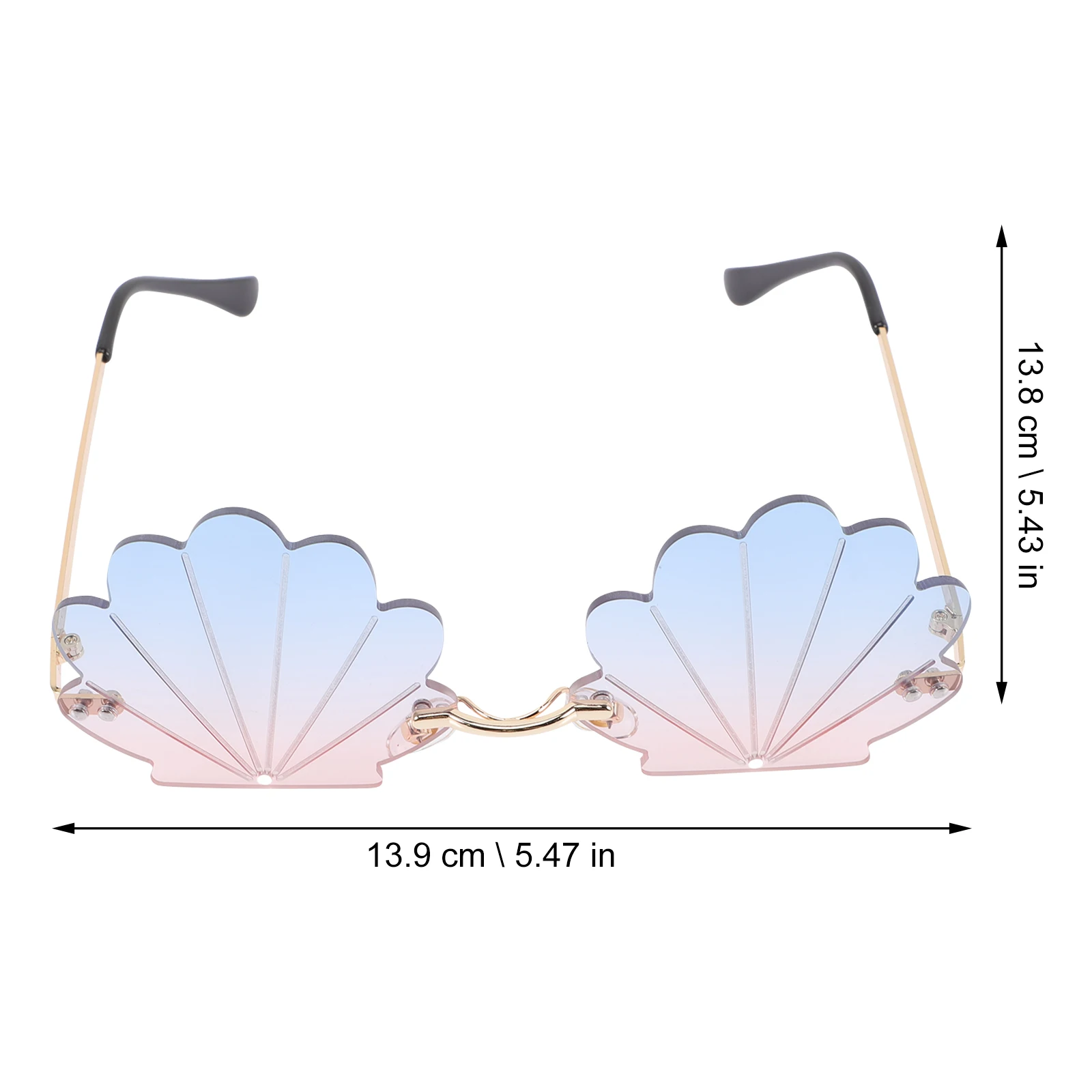 

Gold Frame Sunglasses Sturdy PC Metal Polarized Lens Fun Design Party Photo Props Seashell Style Cool Glasses Rimless