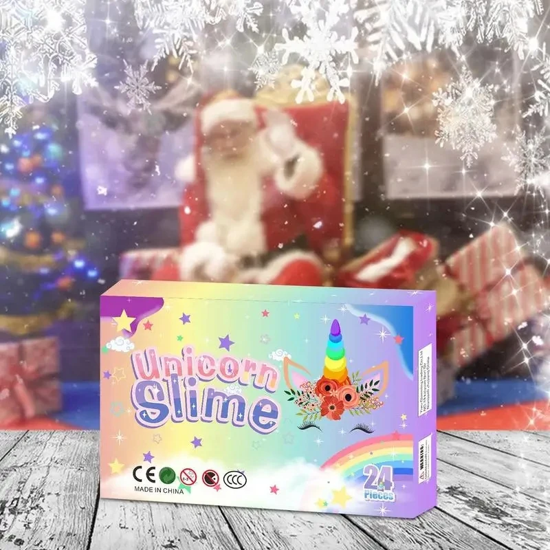 2024 Christmas Advent Calendar Gift Box Children\'s Birthday Gifts Slime Bubble Gel DIY Clay Toy 24 Days Countdown Calendar Xmas