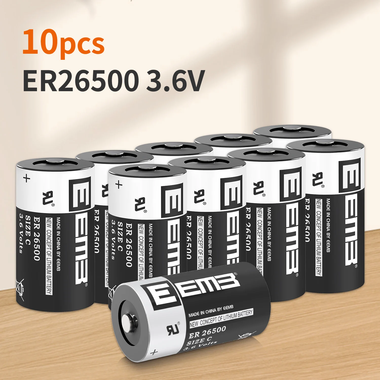 

10PCS new lithium battery 3.6V C size 9000mah ERbattery26500 Non rechargeable EEMB factory brand ships
