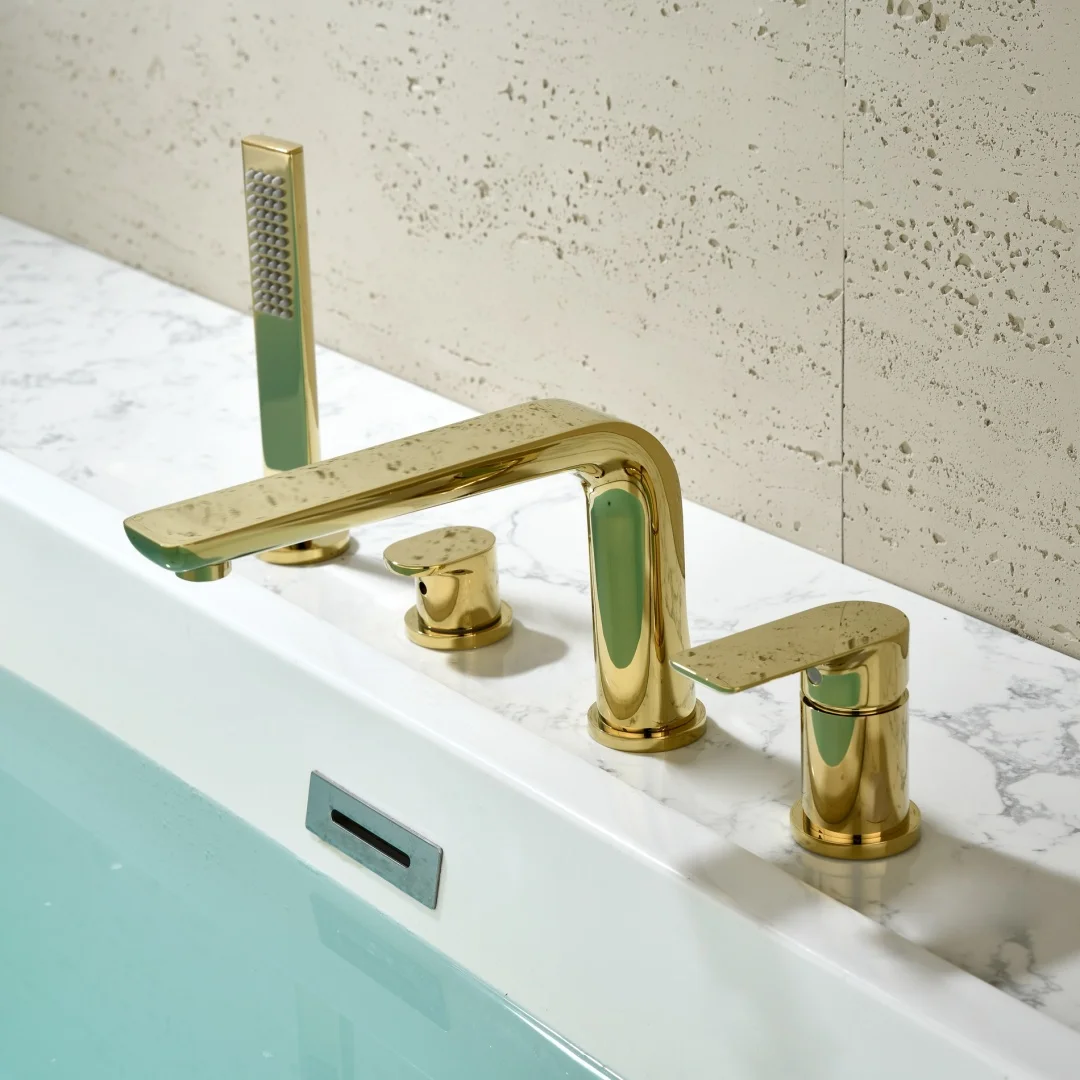 Rose Gold Bathtub Faucet Widespread Brushed Gold Copper Basthtub Mixer Black Bath tub Faucet Mixer Bathtub Basin Water Tap