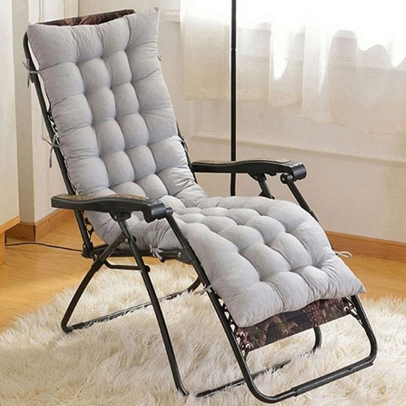 

Inyahome Patio Chaise Lounger Cushion Rocking Chair Sofa Cushion with Ties Thick Padded Chaise Lounger Swing Bench Cushion Grey