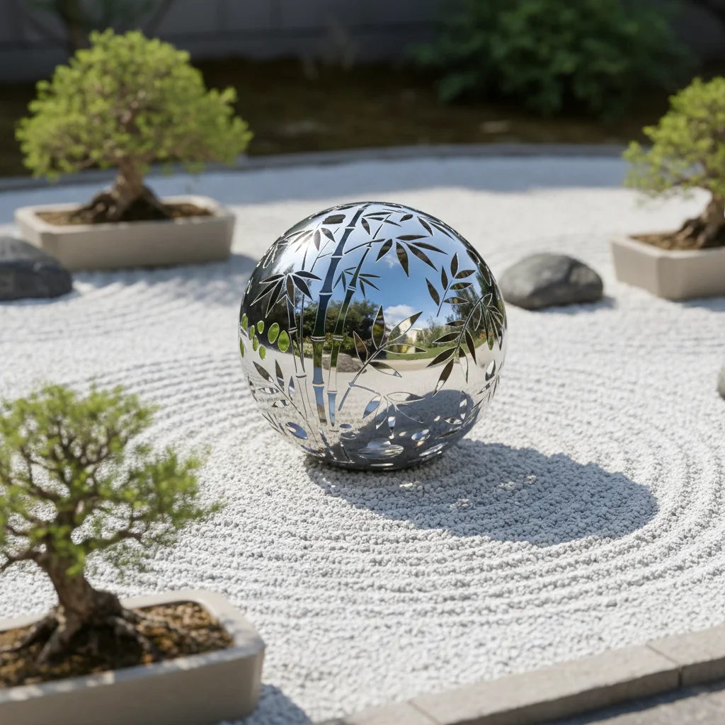 

za-Durable Rust-Resistant Laser-Cut Floral Stainless Steel Hollow Globe Sphere for Plaza Ornament Decor%