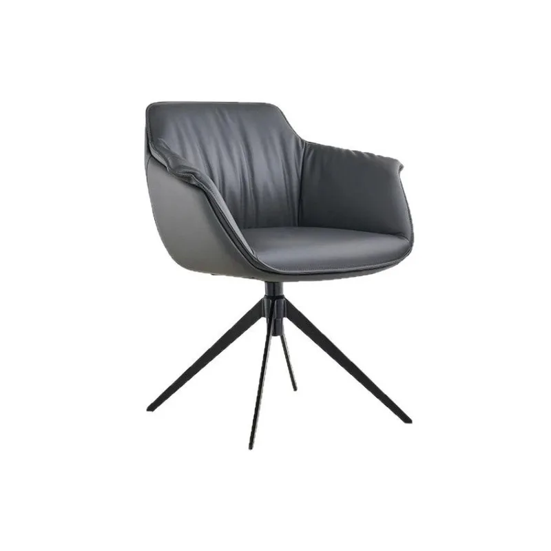 Italian dining chair, leather metal 180 degrees automatic return iron feet simple modern hotel dining chair dressing  chair