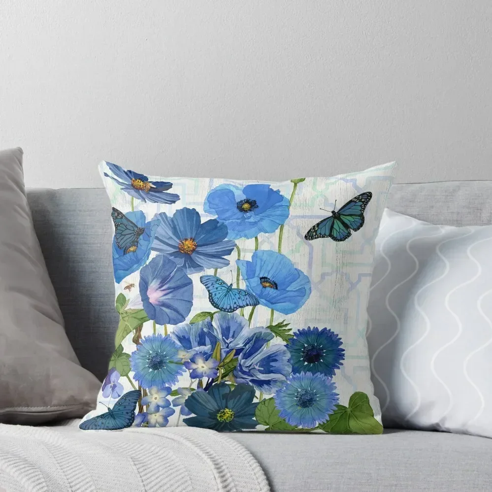 

Blue Floral 2 Throw Pillow ornamental pillows Decorative Cushion Cover Pillow Decor anime girl pillow