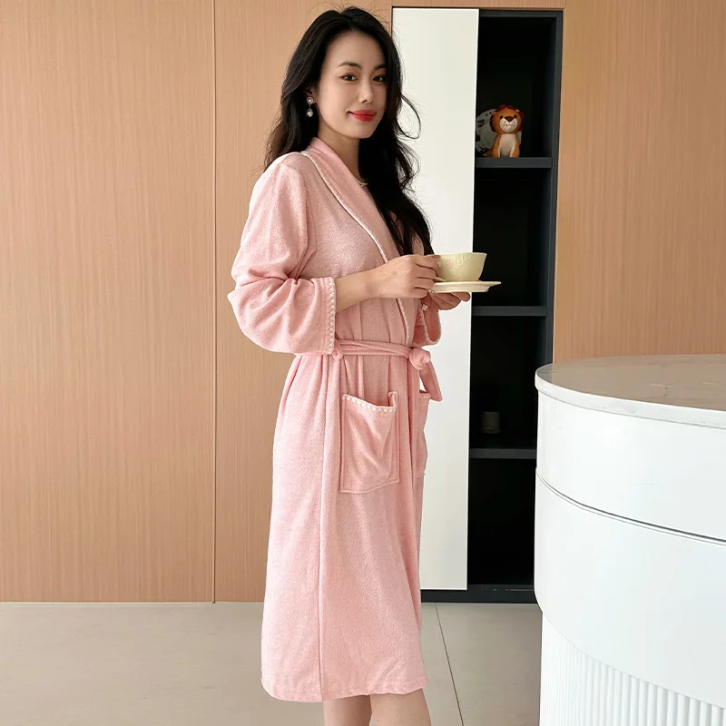 Warm Plush Sleepwear Kimono Bathrobe Gown Thickened Loose Women Coral Fleece Homewear New Winter Female Flannel Robe Loungewear