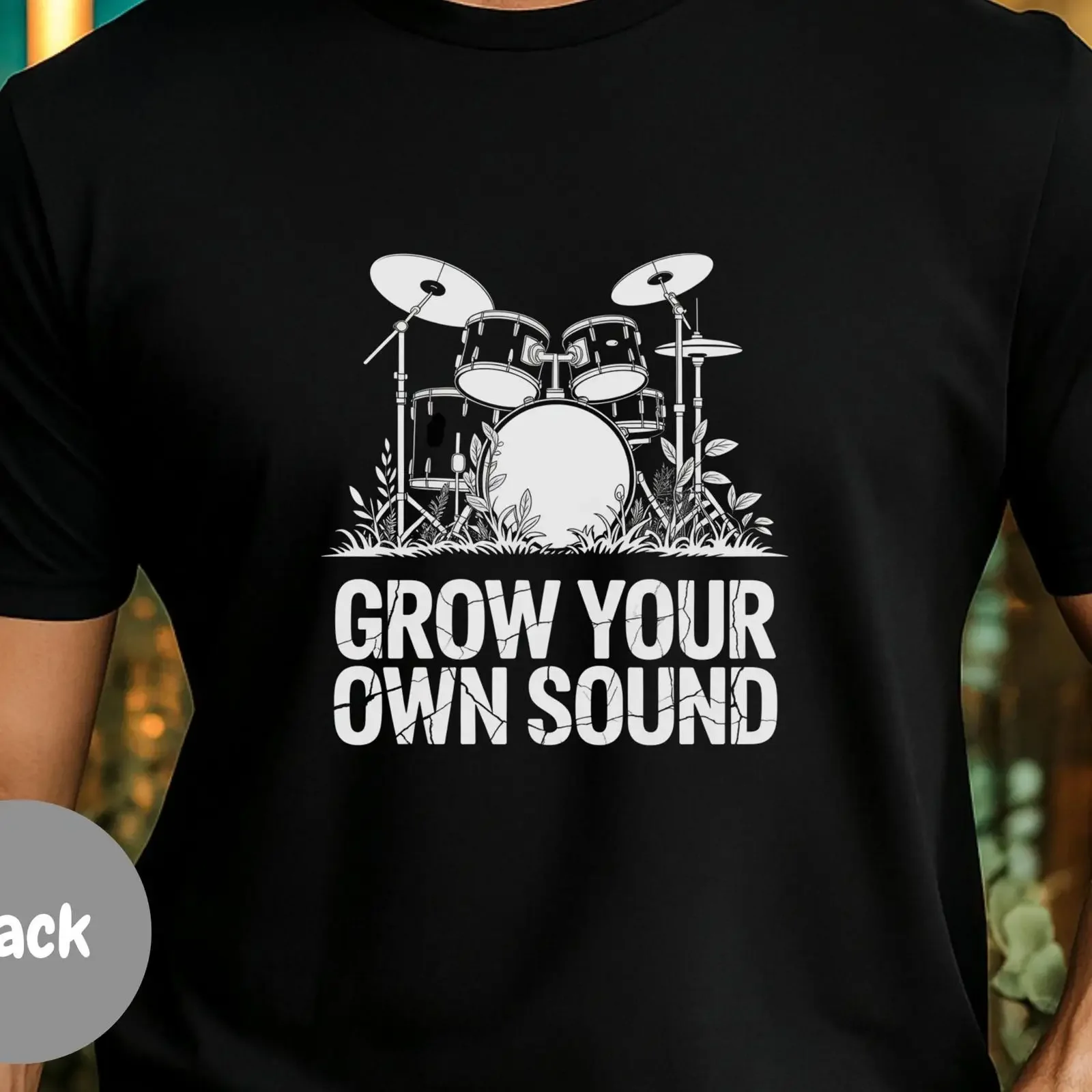 Grow Your Own Sound Drum Kit T Shirt Rock Band Drummer Musician Music Lover Vintage Festival Casual Top vintage Washed
