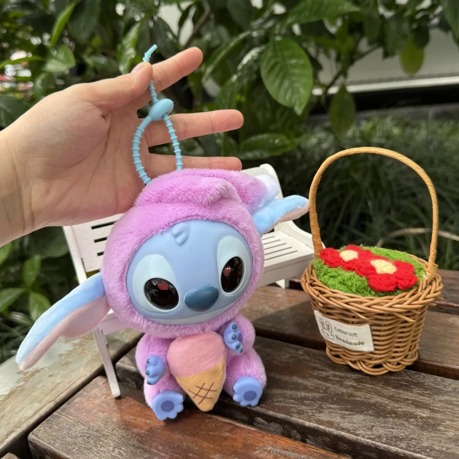 Disney Lilo & Stitch อะนิเมะการ์ตูนไวนิลของเล่นพวงกุญแจตุ๊กตาจี้ตุ๊กตาเหรียญกระเป๋าเป้สะพายหลังเด็กจี้ตกแต่งของเล่น
