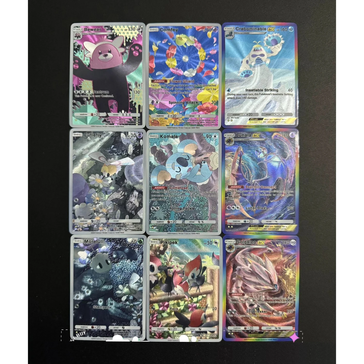 9 Pçs/set PTCG Inglês Mimikyu Ninetales Drampa Raichu Textura Cartão Flash Self Made Jogo Clássico Anime Coleção Cartões Brinquedo