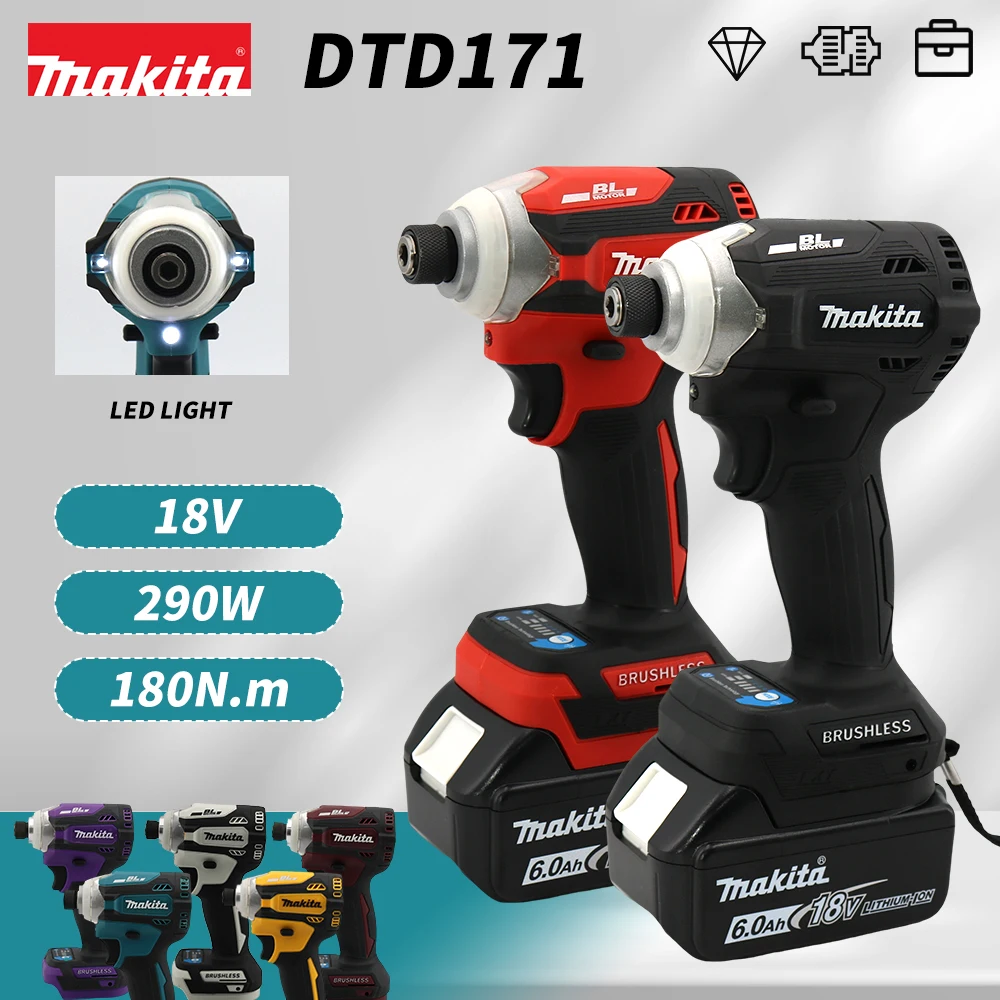 Makita DTD171 Cordless18V Lithium Battery Rechargeable Electric Screwdriver High Torque Motor Impact Electric Screwdriver