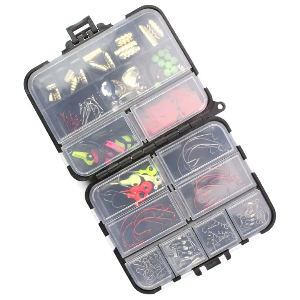 128 Pcs Fishing Gear Set PP ABS Hooks Baits Carp Portable Angling Tackle Box Suit Kit Accessories