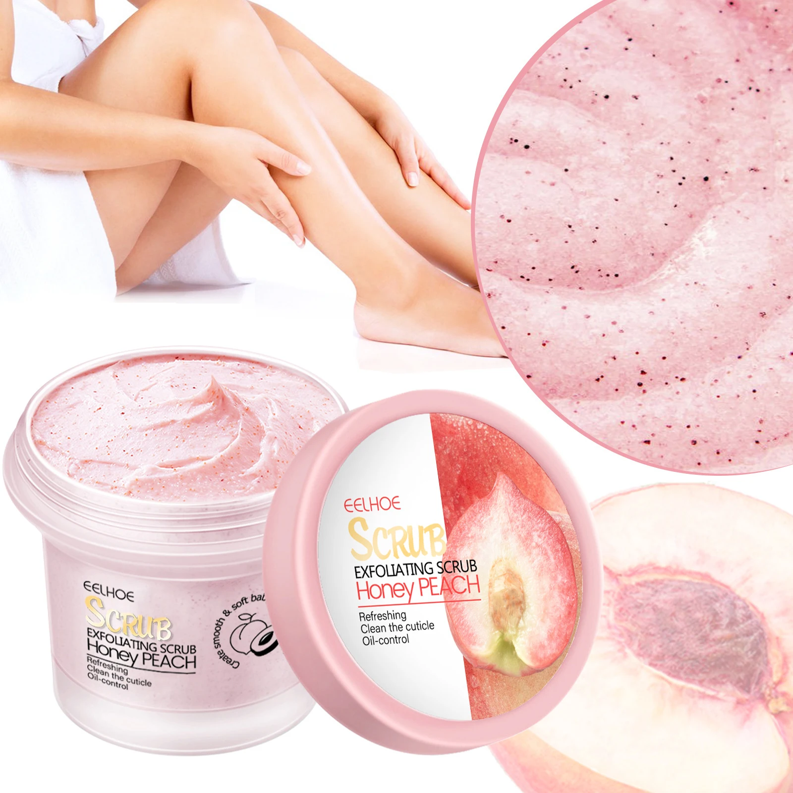 Peach Body Scrub Body Face Deep Cleaning Whitening Repair Pores Moisturizing Body Brightening Honey Exfoliating Scrub Cream 100g