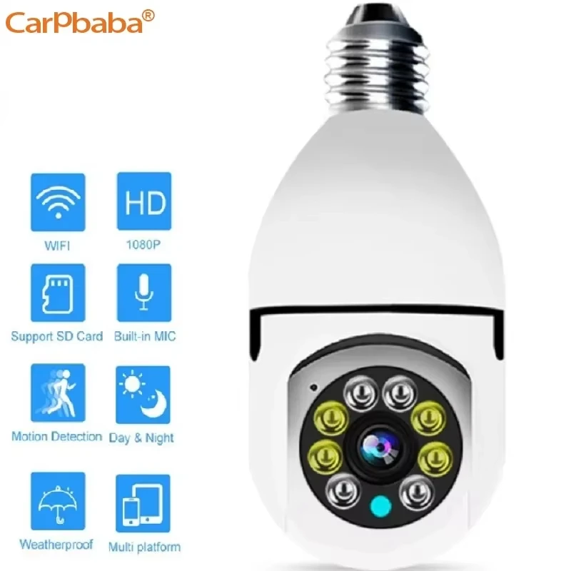 CARPBABA 2MP 1080P Wifi Bulb E27 Surveillance Camera Full Color Night Vision 360° Rotating Tracking Two-way Talk Smart Home