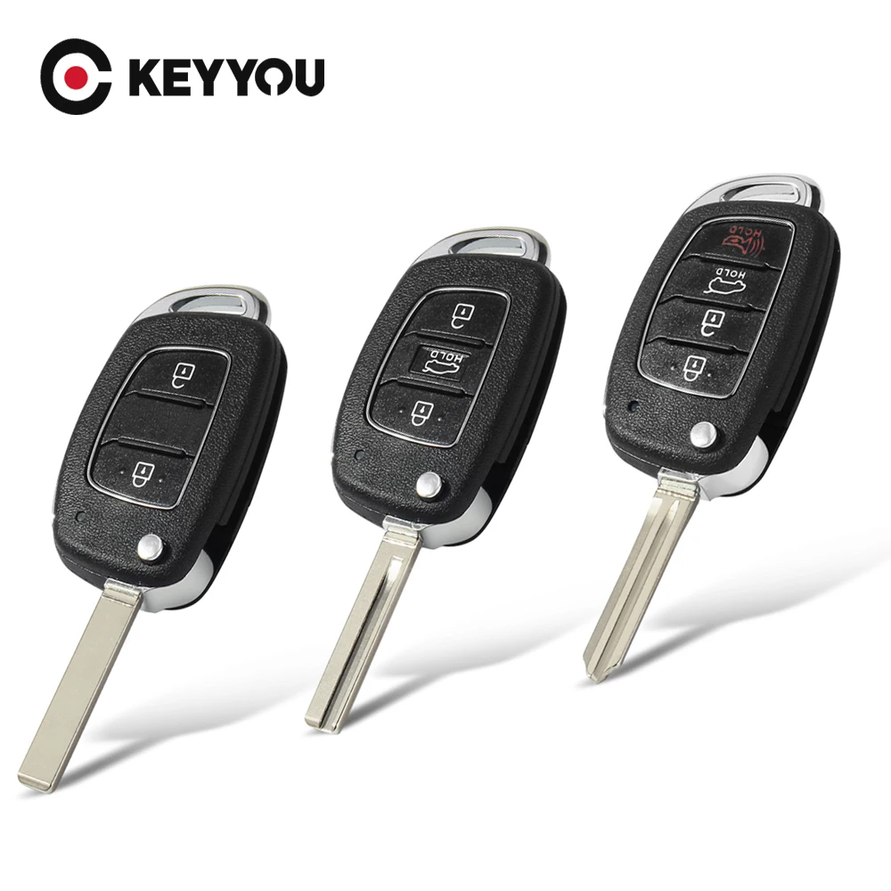 KEYYOU Flip Remote Car Key Shell 2/3/4 pulsanti per Hyundai Solaris Creta Ix25 Kona Tucson Sonata I40 Elantra Ix35 I20 Ix45 2019