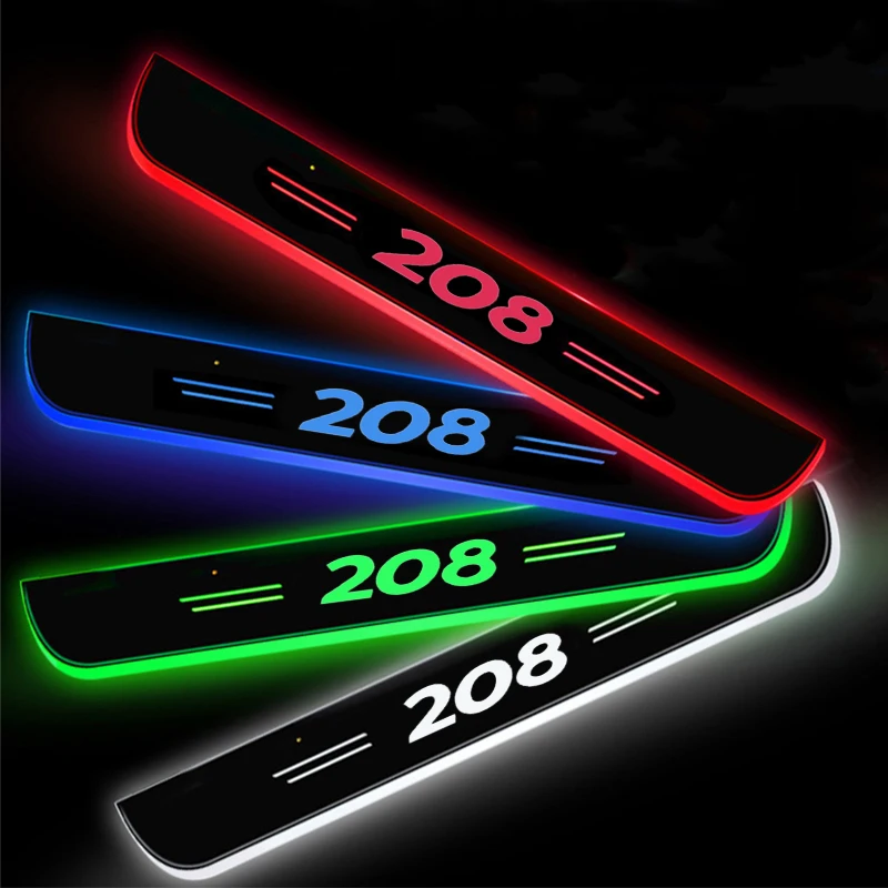 Rechargeable Atmosphere Pathway Light Accessories for Peugeot 208 Sill Trim Decorative Gleaming Welcome Pedal LED Projector Lamp