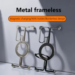 Metal Frameless Magnetic Holder Phone Case For Samsung Galaxy S23 S24 S25 Ultra Plus MagSafe Aluminum Alloy Frame Bumper Cover