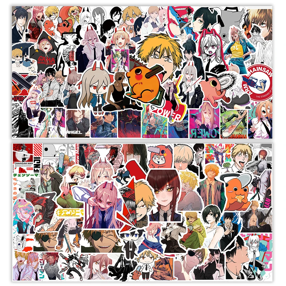 10/30/50/100 Stück Chainsaw Man Anime Graffiti-Aufkleber Coole Manga-Sticker Spielzeug Wasserdicht DIY Skateboard Laptop Handy