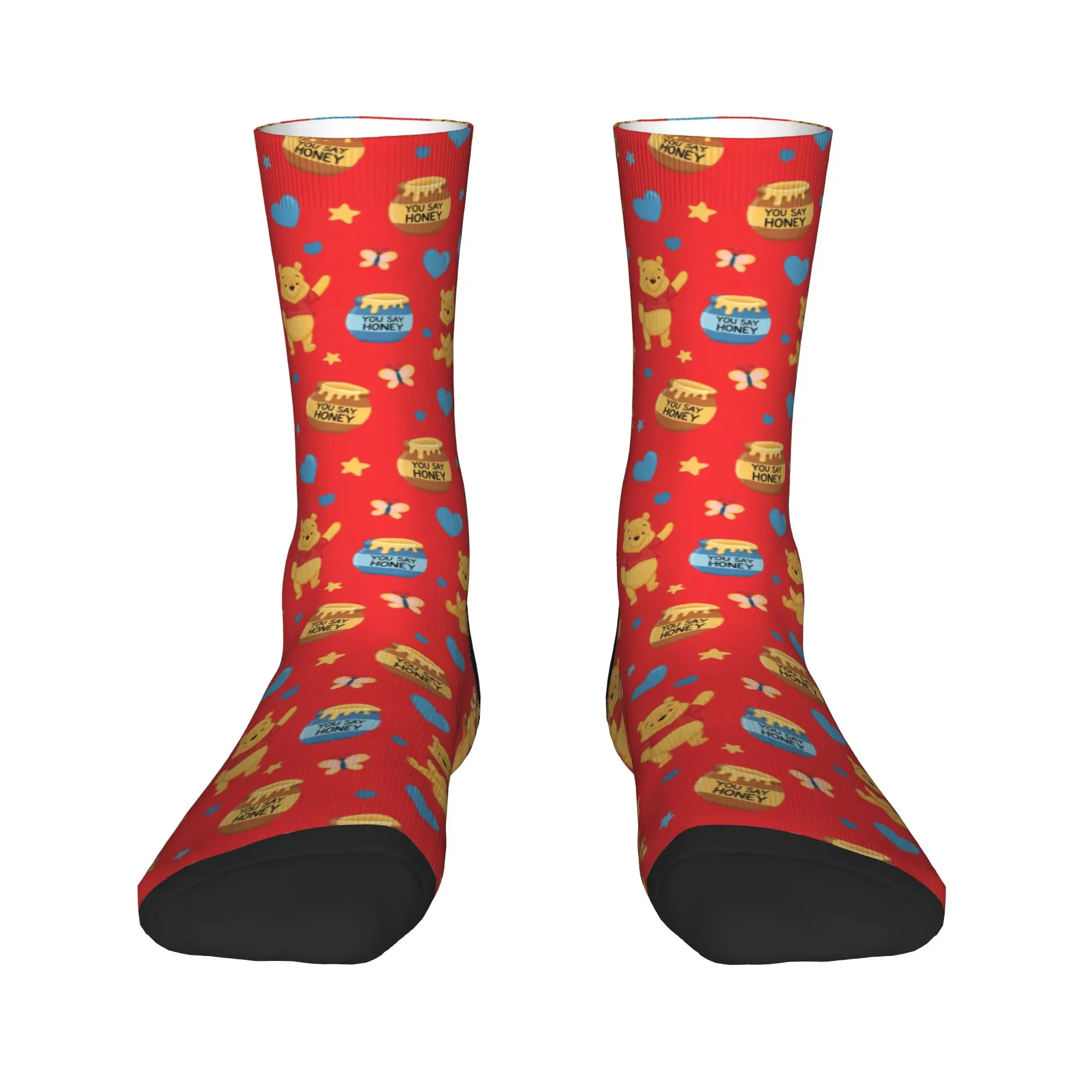 

Cool Print Cartoon Winnie The Pooh Socks for Men Women Stretch Summer Autumn Winter Crew Socks