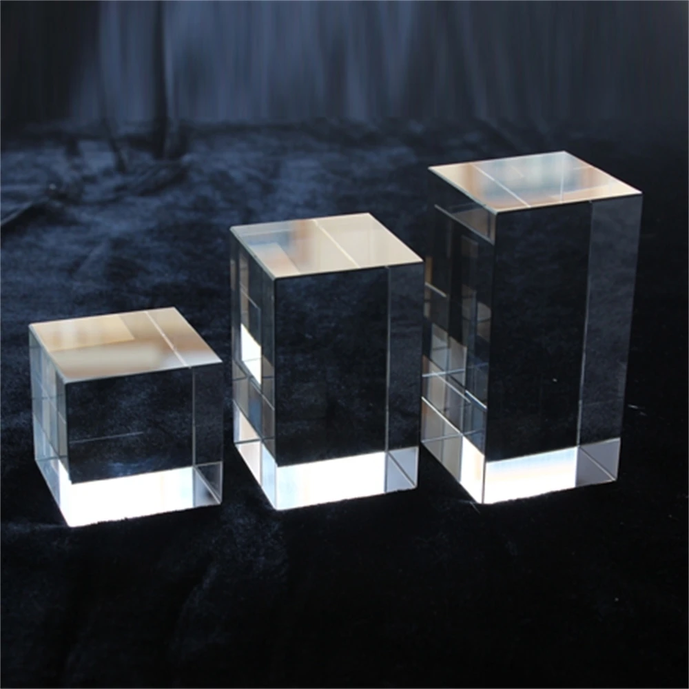 Thickness 10cm Clear Acrylic Cube Cosmetics Display Stand Jewelry Photography Props Crystal Glass Base Jewelry Display Base