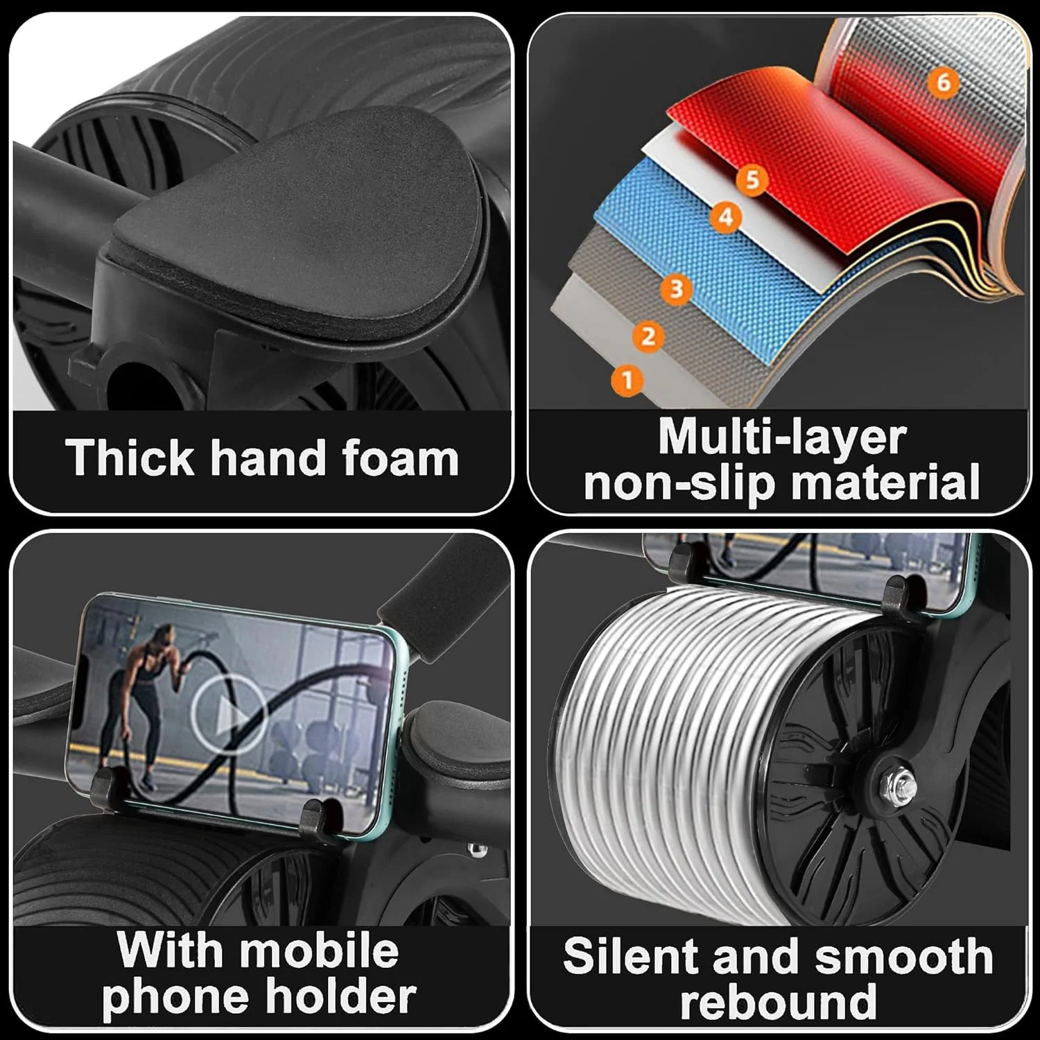 عجلة Ab Roller مع دعم الكوع، عجلة البطن ذات الارتداد التلقائي المطورة لدعم الكوع، 2 في 1 لوح وتمارين البطن #3