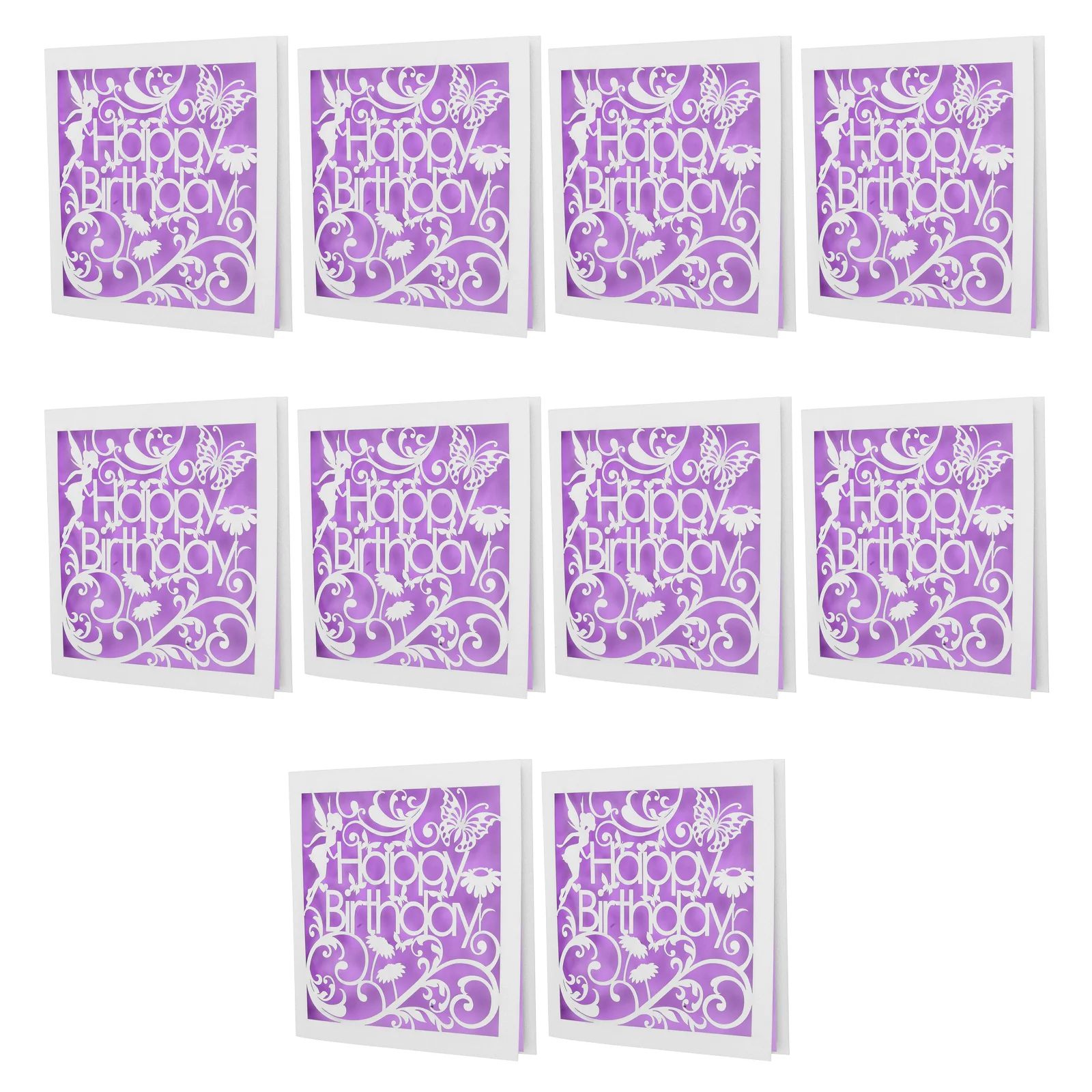 

10Pcs Birthday Cutout Greeting Cards Elegant European Design Butterfly Pattern Artistic Handmade Cards for Women
