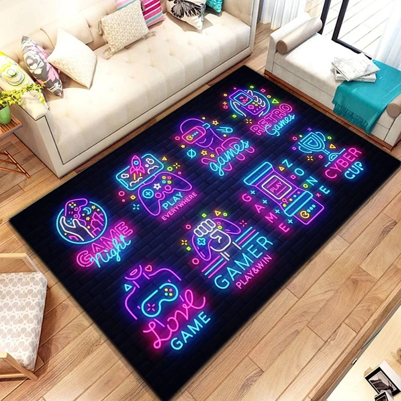 Gamer Carpet Funny Black Game Controller Mat for Children Soft Rug Boys Room Gaming Anime Gamer Chair Rug Large Rug Living Room