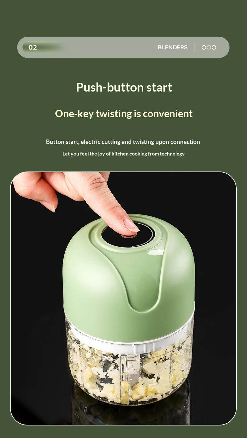 HOMEFISH Electric Mini Kitchen Garlic Paste Mixer Baby Food Meat Grinder Home Multi-functional Garlic Crusher