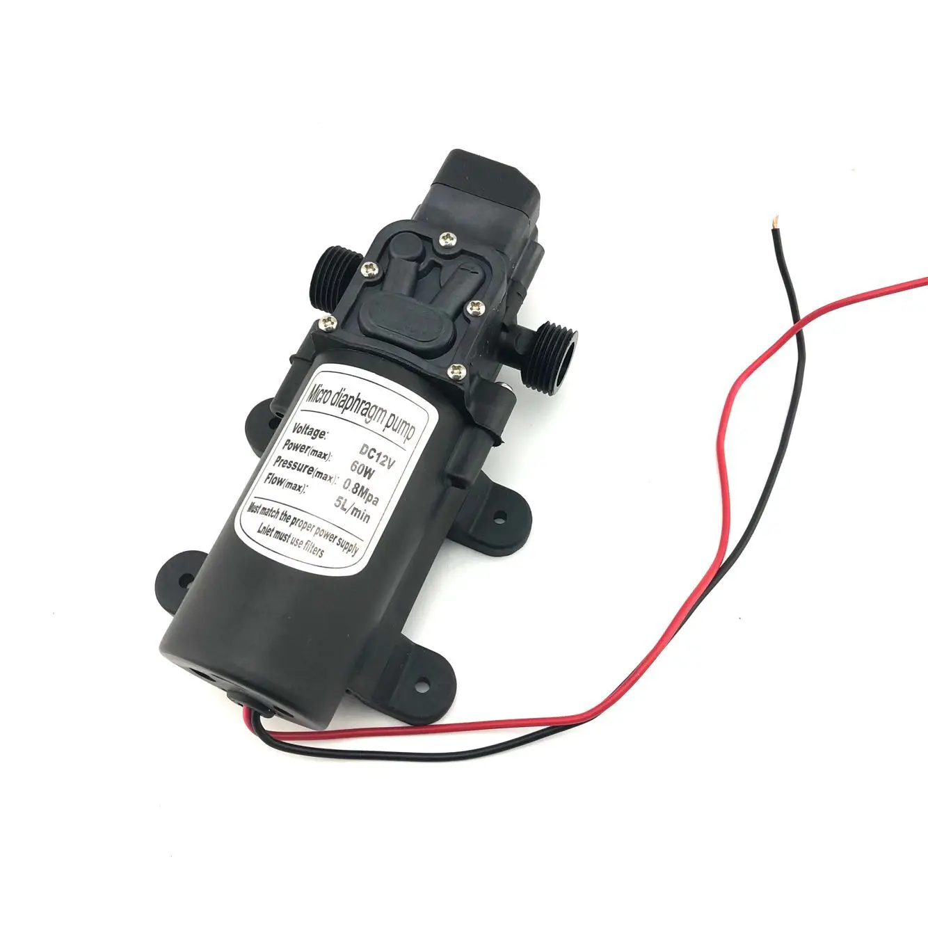 dc 12v 24v water pump pressure switch automatic on off 60W 5LPM high pressure self priming diaphragm water pump