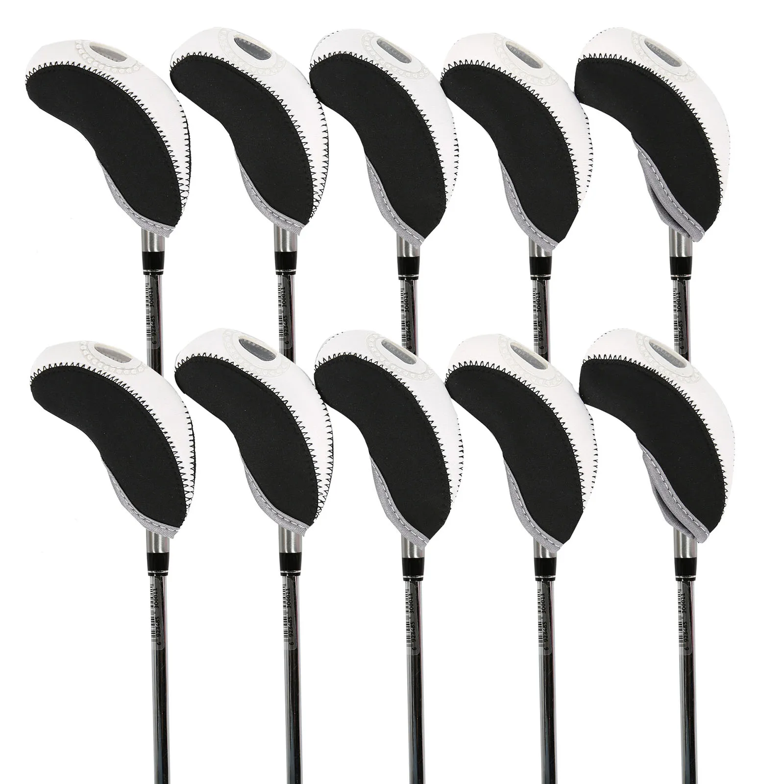 10Pcs Golf Iron Club Head Covers Golfing Supplies Contrast Color Headcovers Transparent Window