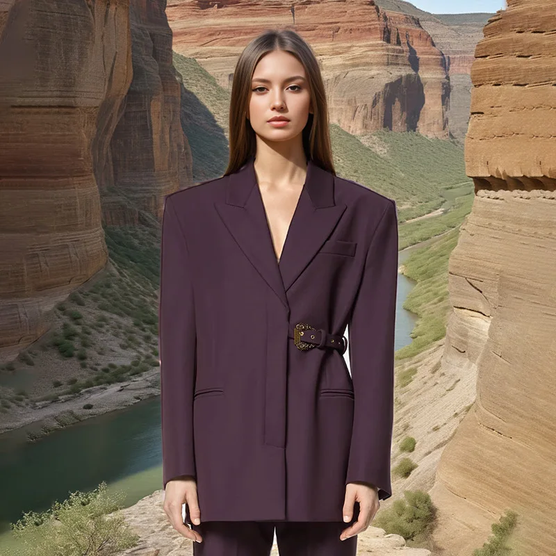 

Женский элегантный приталенный пиджак премиум-класса с длинным рукавом, осенняя модная блузка нестандартного дизайна сбоку на заказ