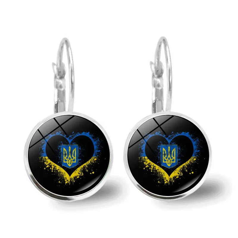 Ukrainian Element Earrings Women\'s Simple and Versatile Yellow and Blue Sunflower Butterfly Earrings Earrings Temperament