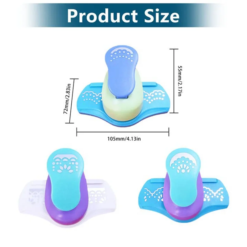 AC57-3Pcs Paper Craft Punch Corner Paper Punch Shapes Set Edge Paper Punch Lever Action Craft Puncher