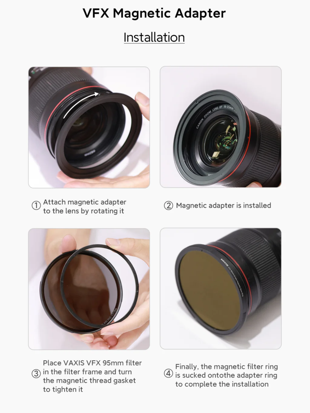 Vaxis VFX Magnetic 95mm Filter Adapter Ring 0.3/0.6/0.9/1.2 IRND Filter Magnetic black mist filter for DSLR Mirrorless camera