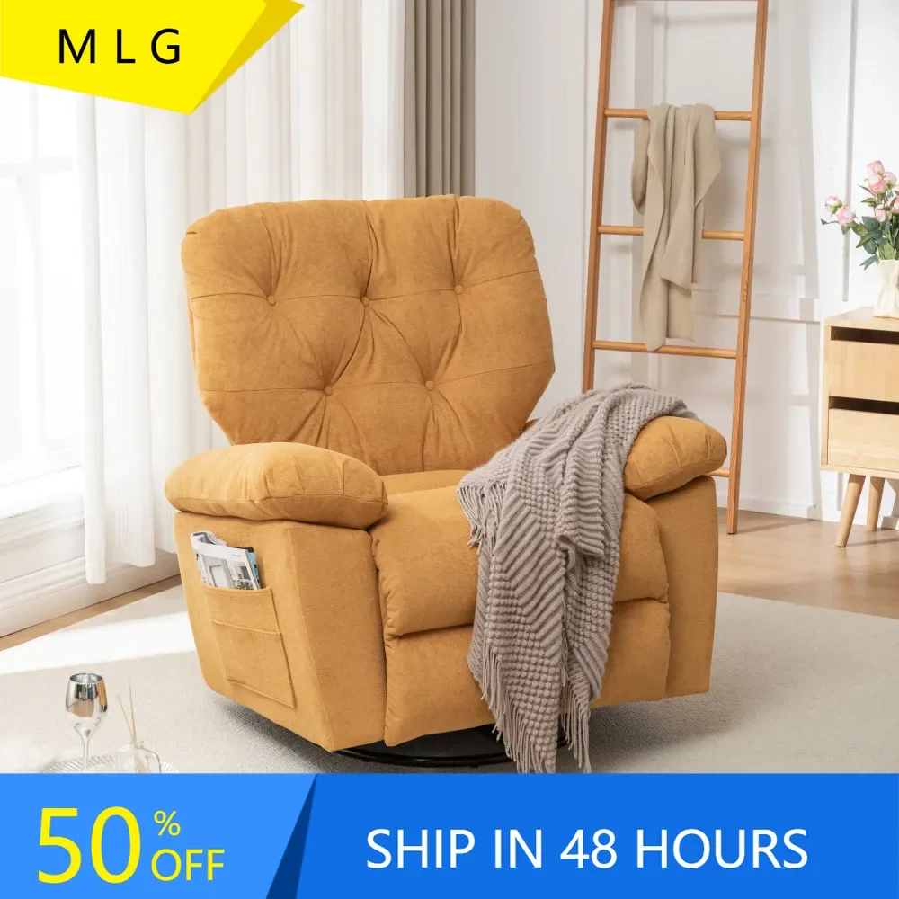 

Recliner Chair, Oversized Swivel Rocker Recliner Chair with Side Pocket, Swivel Rocking Sofa,Soft Artificial Fleece,Living Room