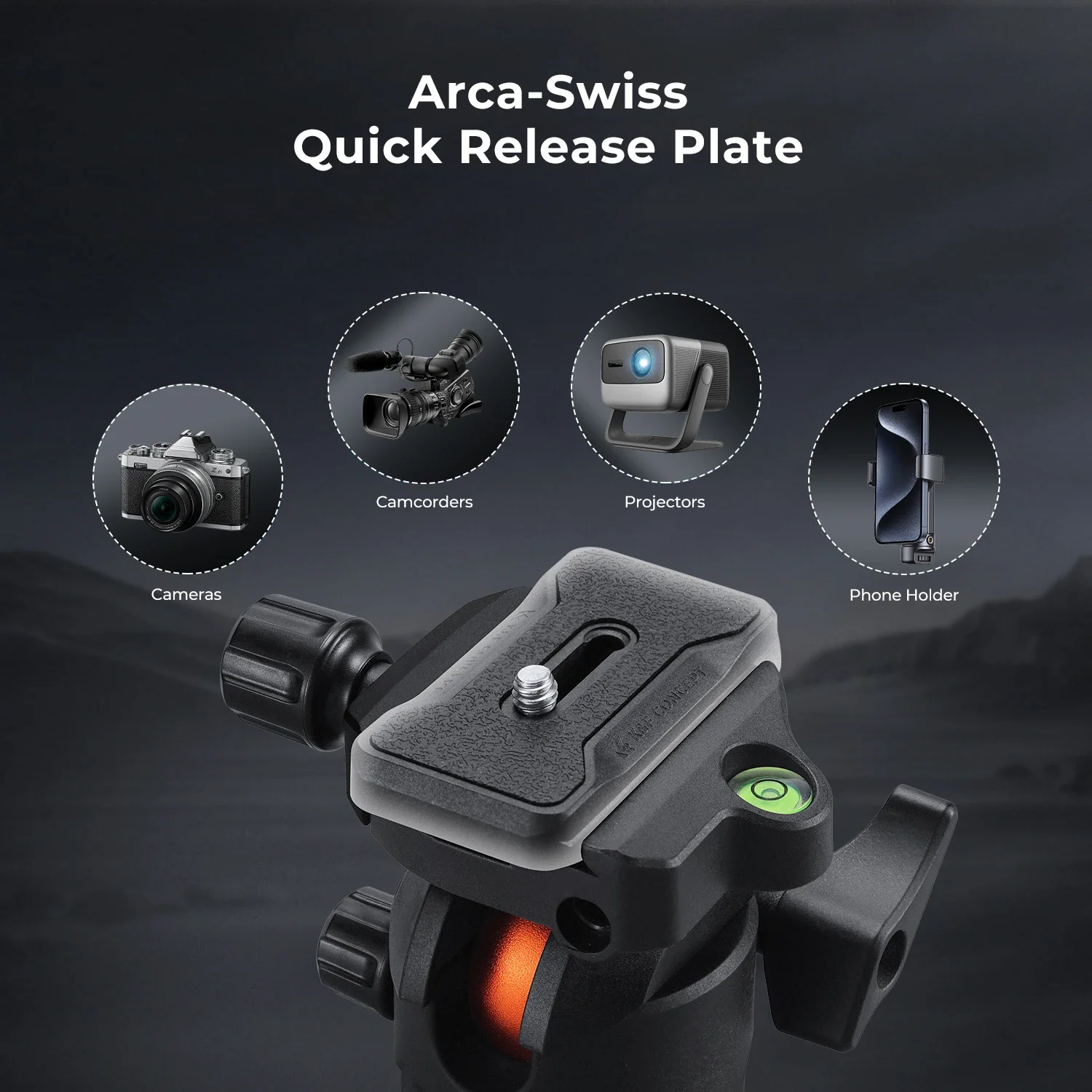 K&F CONCEPT Głowica Kulowa do Statywu 36mm Wytrzymała Głowica 8kg Panorama 360° z Odczepianym Uchwytem i Blokadą Pochylenia Mocowanie Arca Swiss — zdjęcie produktu 5