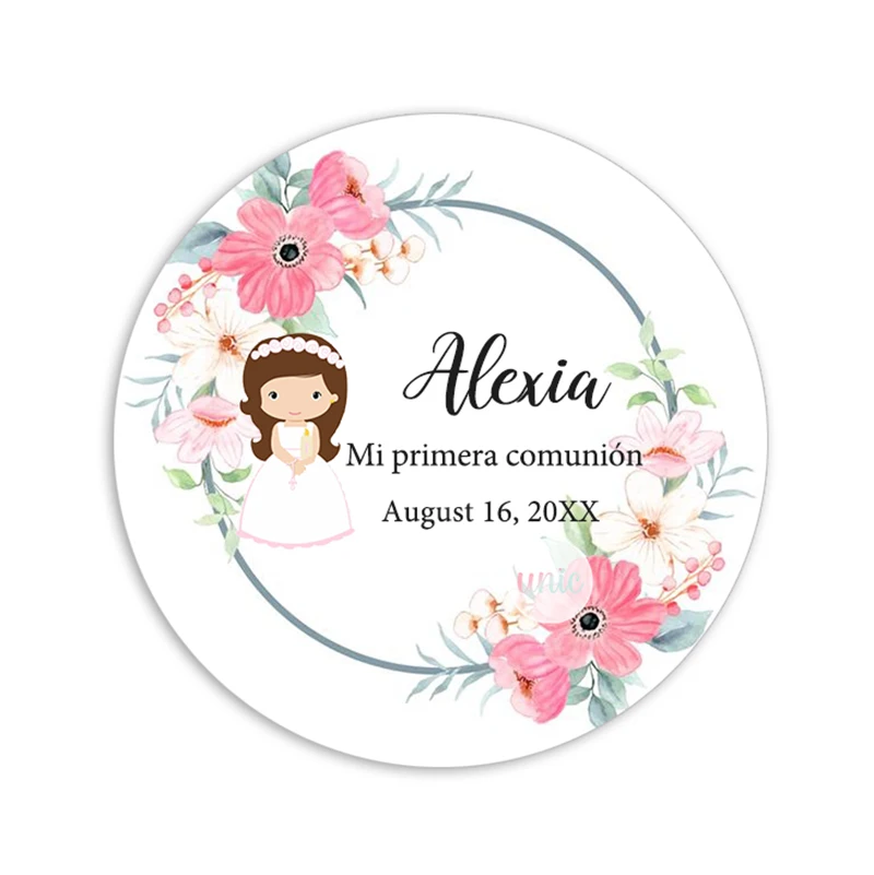 3.5cm/4.5cm My First Communion Sticker Boy Girl Mi Primera Comunión Holy Favors Labels Christening & Baptism Stickers