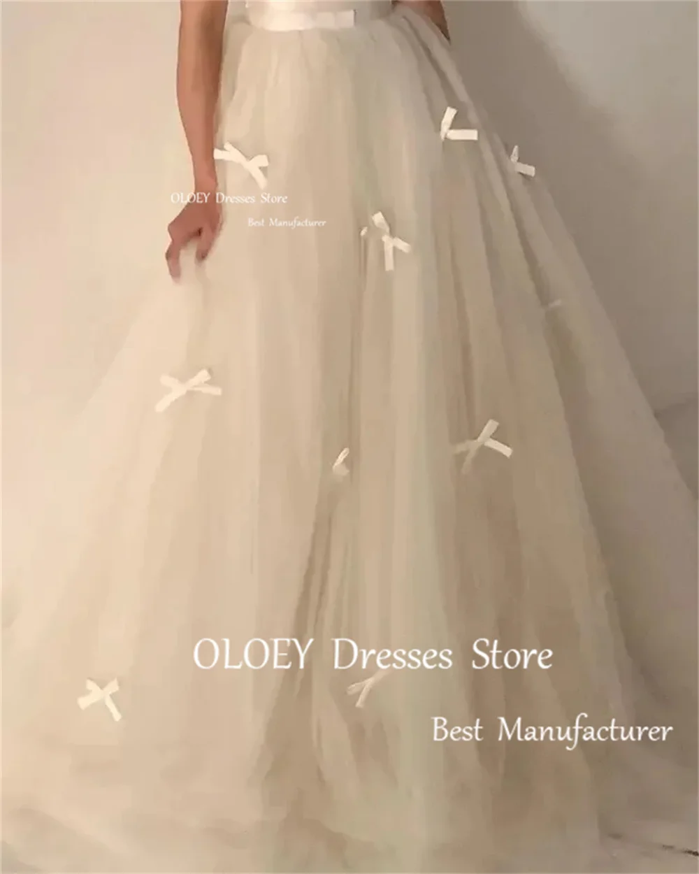 OLOEY-Marfim Princesa Vestidos De Casamento, Coreano Strapless Bow, Apliques Vestidos De Noiva, Photoshoot Formal, Vestidos De Noiva, 2024