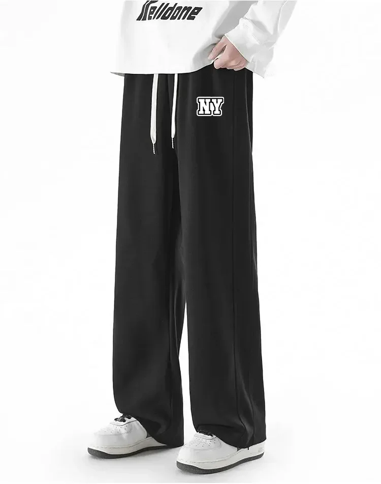 American NY Pantaloni sportivi da uomo pantaloni dritti da uomo pantaloni casual neri larghi pantaloni da strada abbigliamento da uomo streetwear