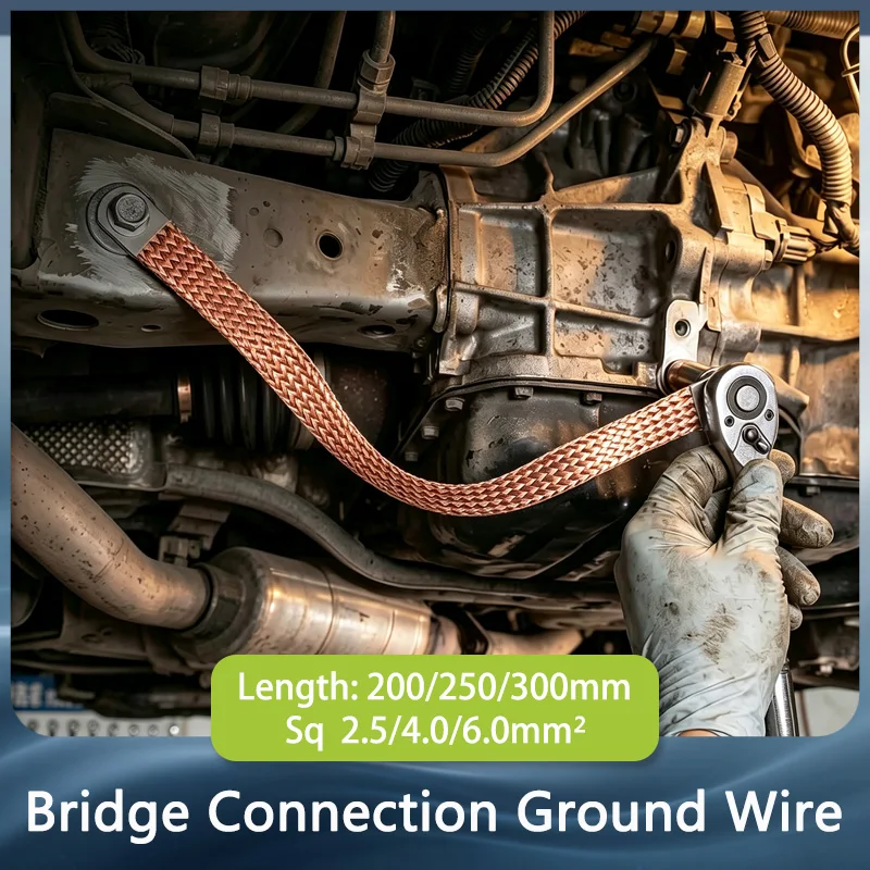10~100pcs Gounding Lead Wire Copper Clad Aluminum Braid Wire Span Cable Durable Bridge Connection Wire Ground Lead 200 250 300mm