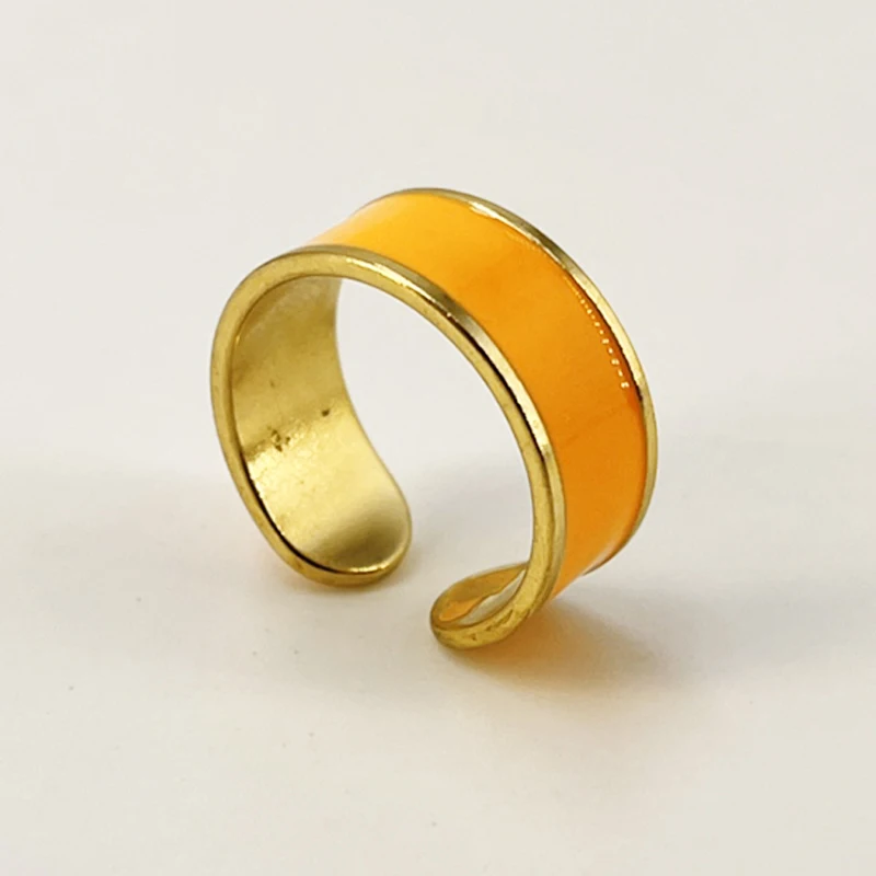 Boho Colorful Enamel Rings for Women Stainless Steel Ring Wide Adjustable Open Rings Aesthetic Women Jewelry Gifts anillos mujer