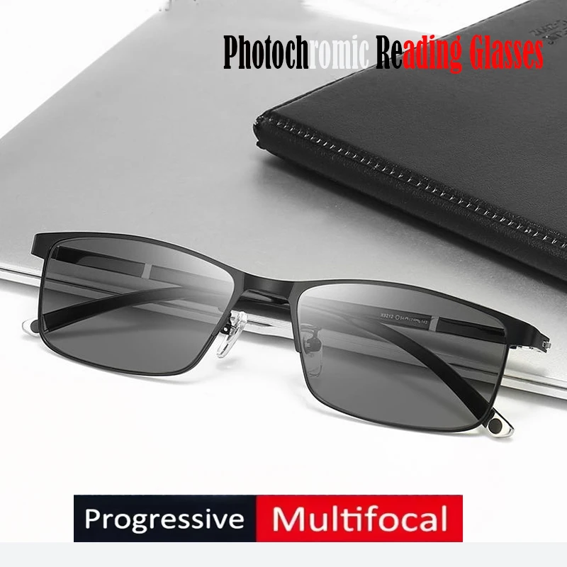 Lunettes de lecture multifocales en titane unisexe TR90, photochromique, bifocale progressive, presbytie, luxe, nuances UV flexibles