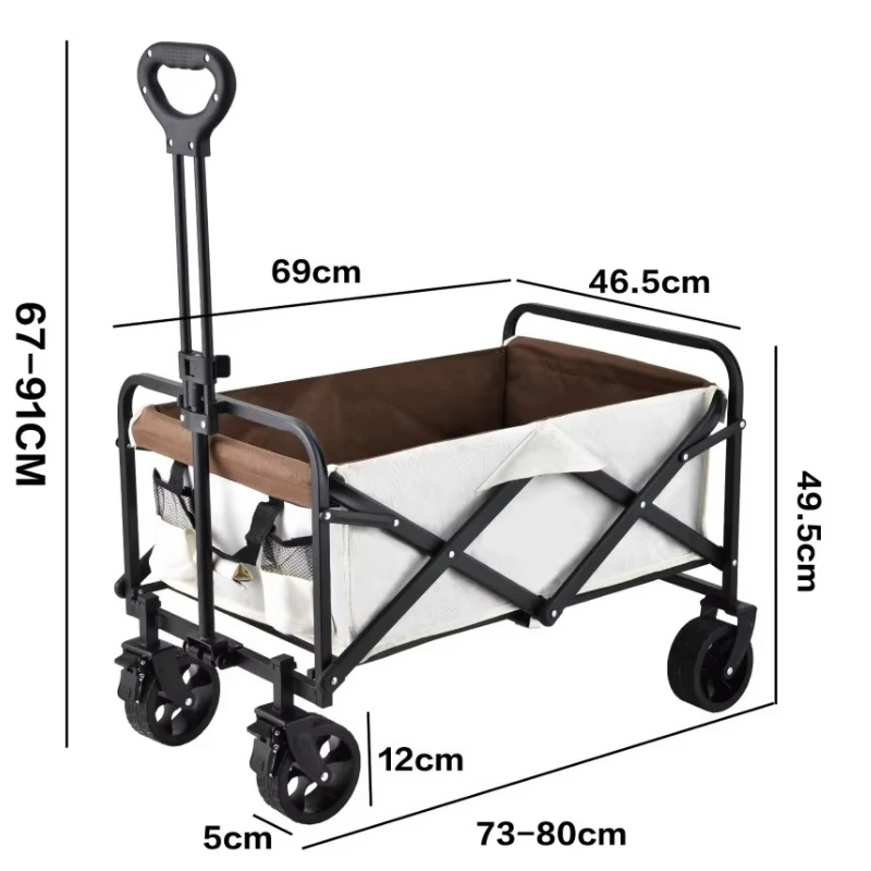 Outdoor beach camper four-wheel foldable portable platform camper transporter camping shopping tools load-bearing