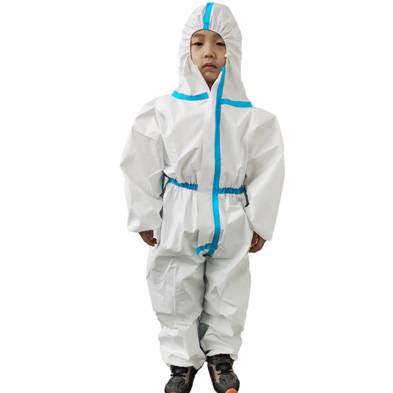 Kids Breathable Dustproof Coveralls Protective Isolation Suit with Hood Children Disposable Full Body Gown Lightweight Clothing