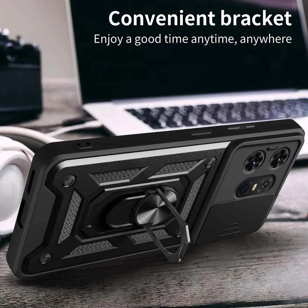 Slide Camera Lens Protector Armor Case For Motorola Moto Edge 50 40 30 Ultra Neo Fusion Military Grade Bumpers Ring Cover