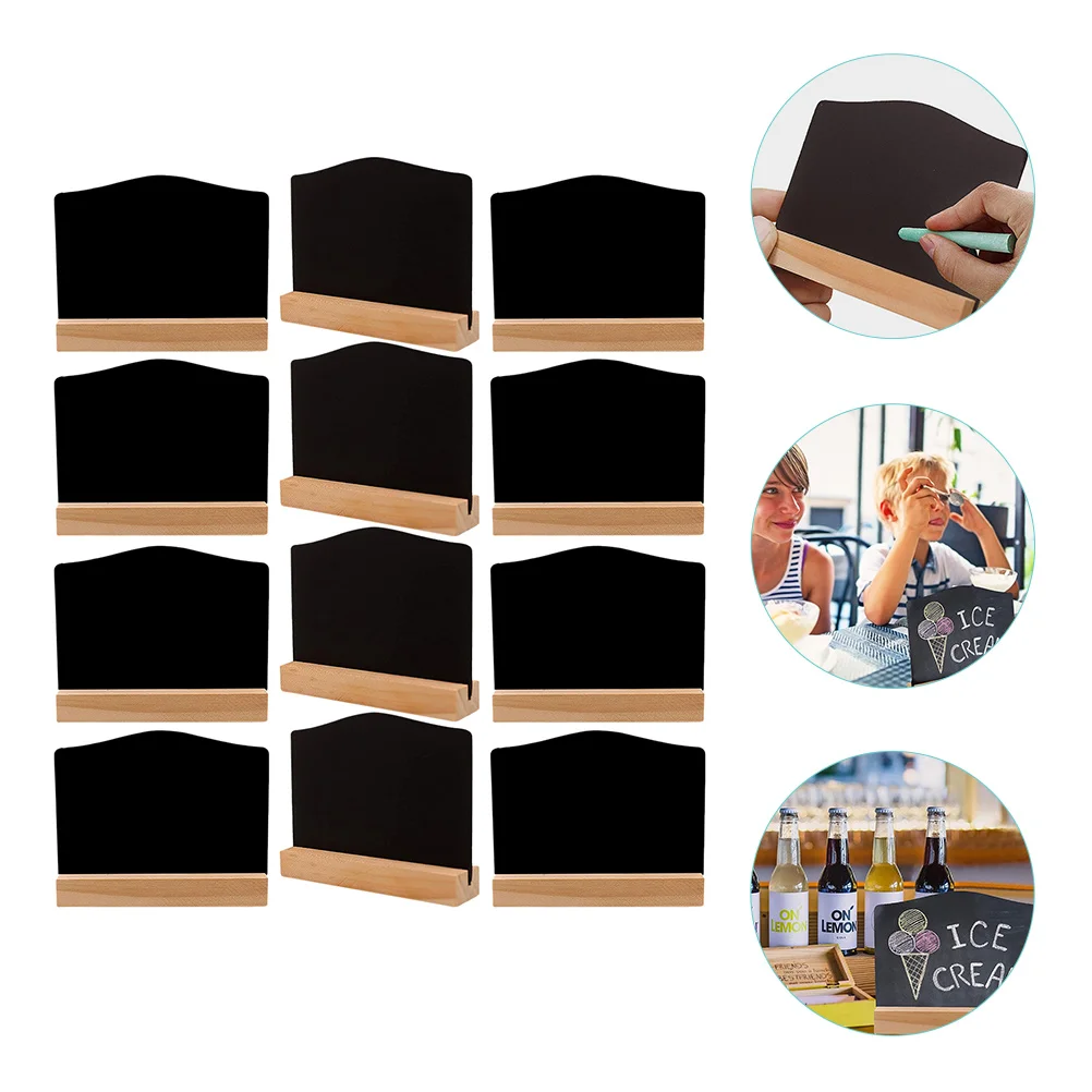 

12 Pcs Wood Decor Double Sided Chalkboard Signs Mini Blackboard Small Chalkboards Price Tag Message MDF