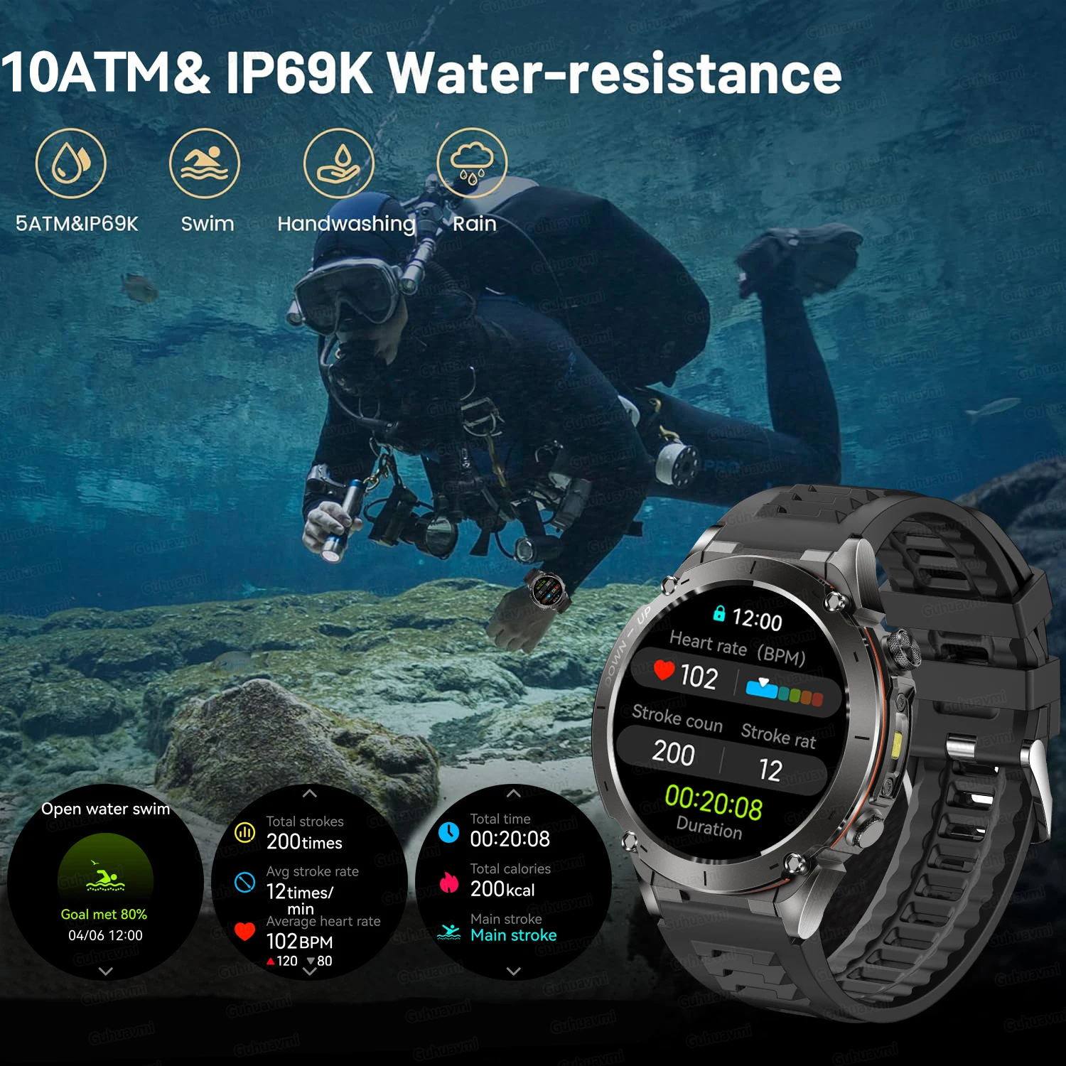 2025 ใหม่ GPS สมาร์ทนาฬิกาสําหรับชายยุทธวิธี Smartwatch เข็มทิศเครื่องวัดระยะสูง Barometric 10ATM IP69K กันน้ํา AMOLED นาฬิกาสําหรับ Man