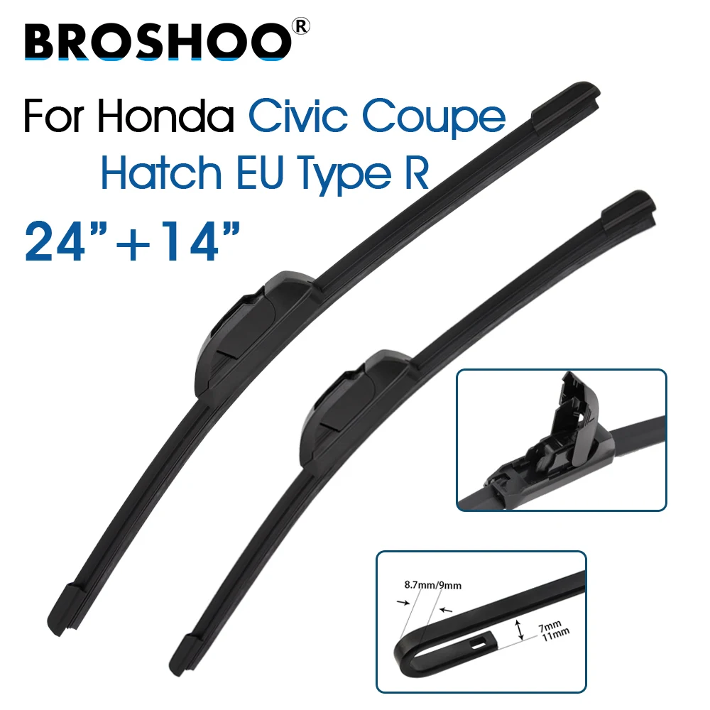 

BROSHOO Car Front Window Windscreen Windshield Wiper Blades 24"+14" For Honda Civic Hatch EU Type R 2000-2005 Auto Accessories