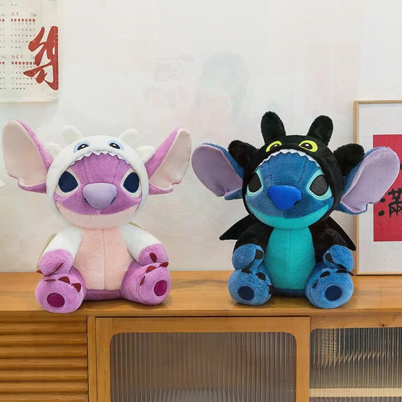 New Disney DreamWorks Stitch Toothless Transform Plush Toy Cute Soft Stuffed Animal Doll Kids Birthday Christmas Gift Bedtime